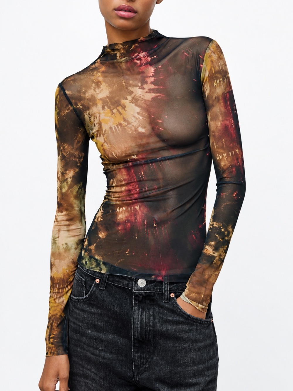 Zara tie dye mesh top, large